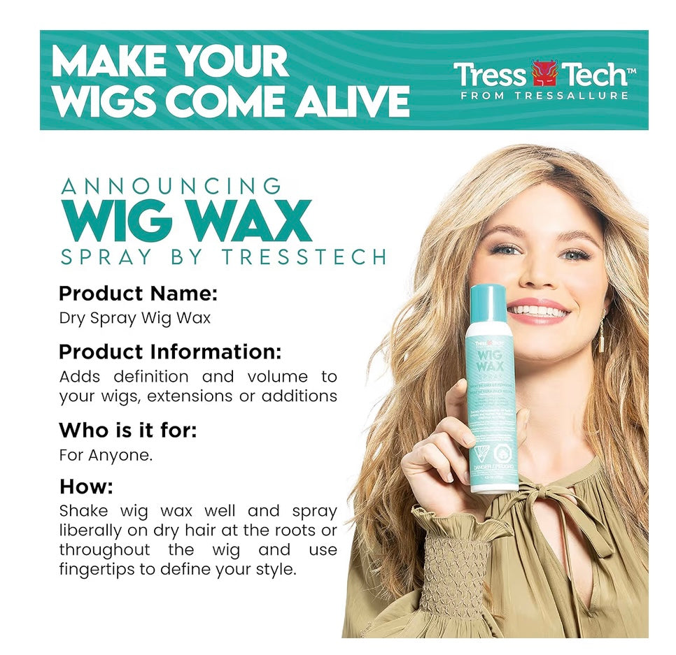 TressTech Wig Wax Spray by TressAllure | Lightweight Dry Spray Wax, Flexible Hold, Pliable Finish 4.3 oz can
