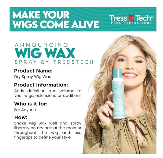 TressTech Wig Wax Spray by TressAllure | Lightweight Dry Spray Wax, Flexible Hold, Pliable Finish 4.3 oz can